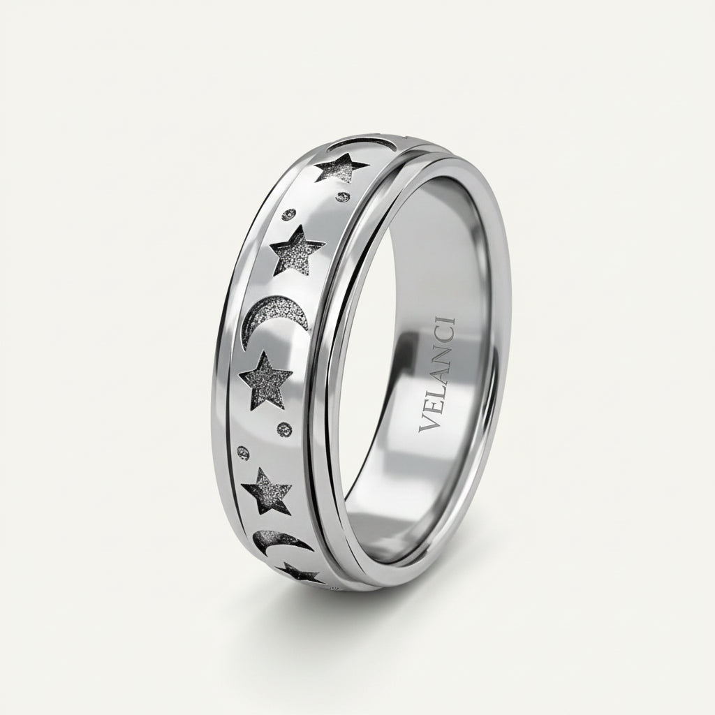 CelestiSpin™ - Moon & Star Spinner Ring