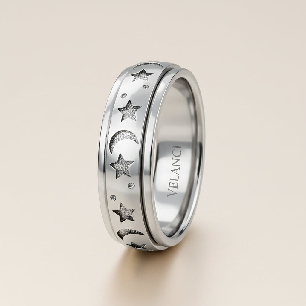 CelestiSpin™ - Moon & Star Spinner Ring