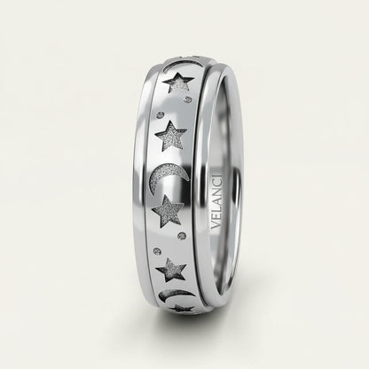 CelestiSpin™ - Moon & Star Spinner Ring