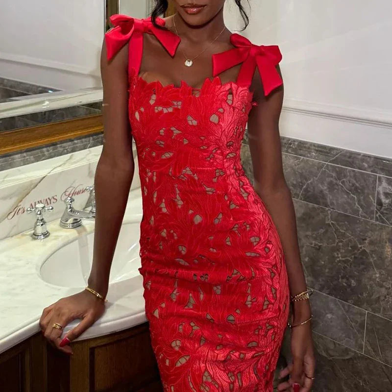 SecondSkin Lace™ Illusion Midi Dress